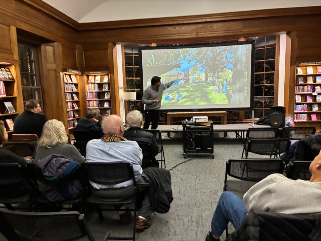 Architect Adam Semel of Glencoe presented plans for a library expansion at a public forum Dec. 3.